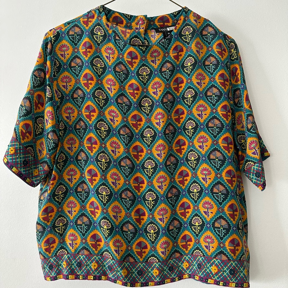 Tanvi Kedia Anthropologie Colorful 100%Silk Beaded Boho Blouse XS - Picture 3 of 7